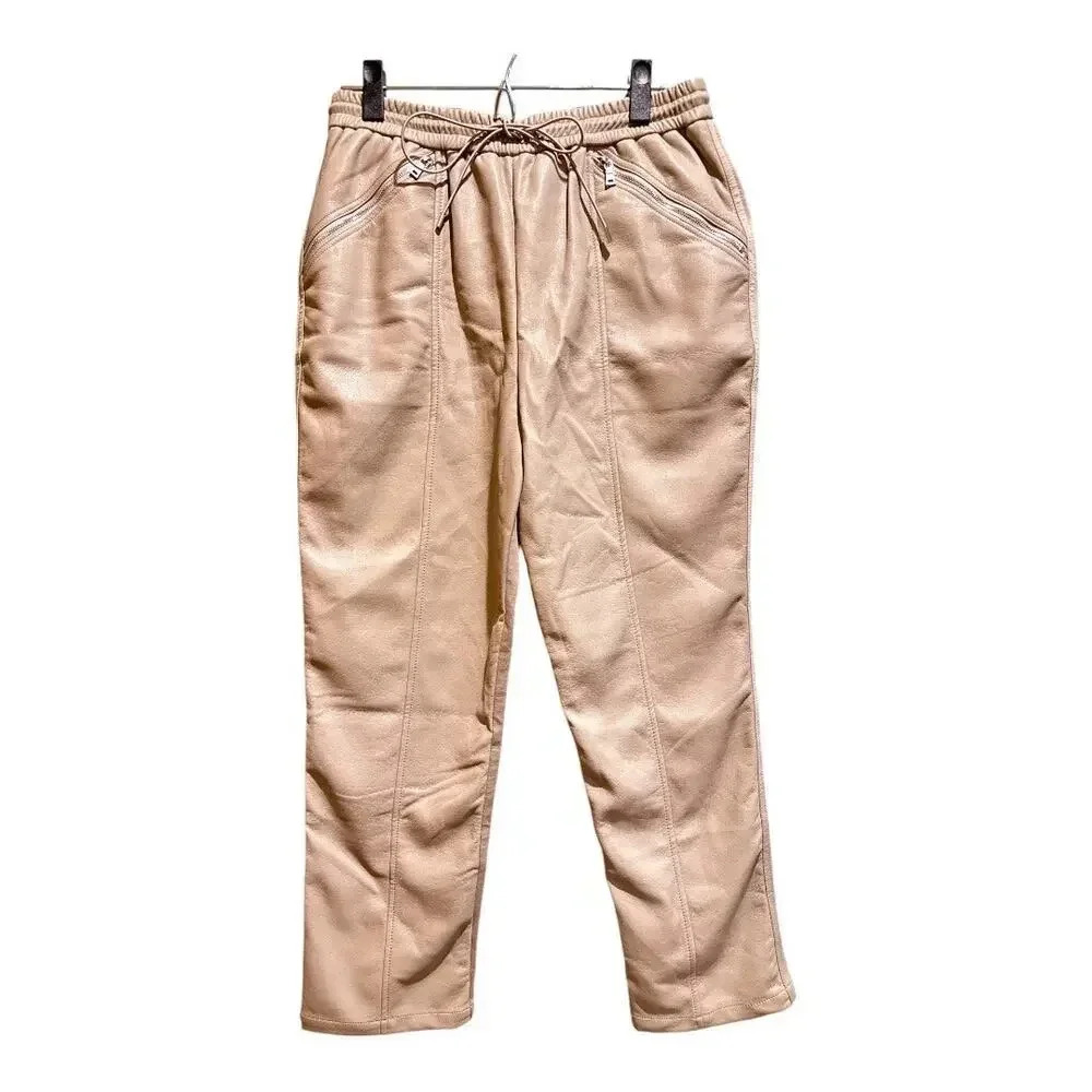 NWT Jonathan Simkhai Violet Vegan Leather Track Pant In Gray | Size M‎